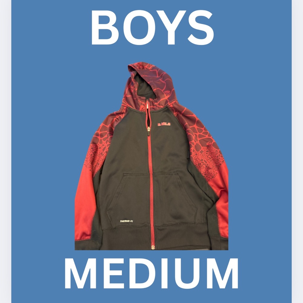 NIKE LEBRON JAMES RED/ BLACK ZIP UP - MED (10/12)